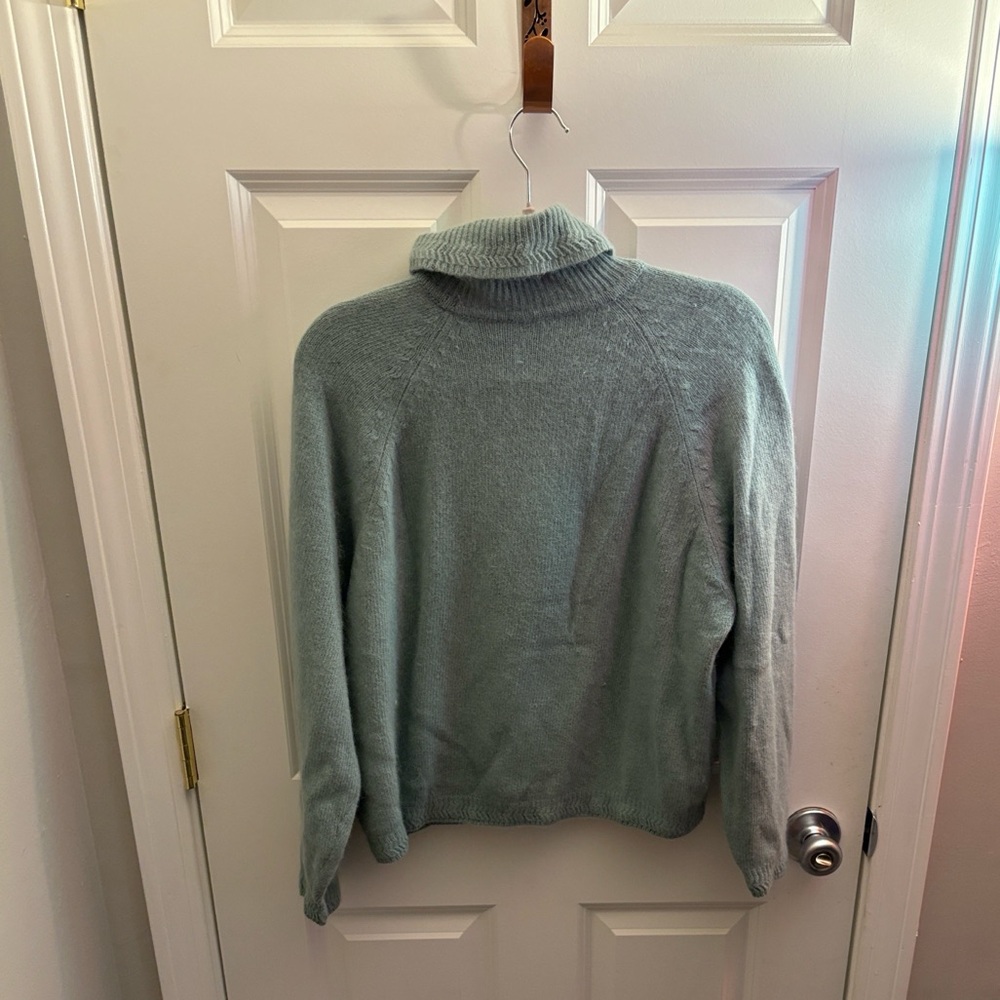 Light academia chaus angora and wool Cozy Women's Turtleneck Sweater - mint
